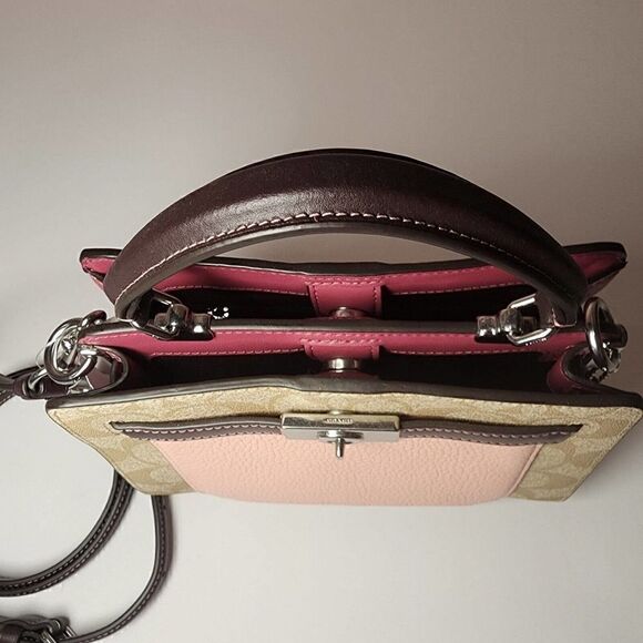 NWT Coach C8318 Signature Mini Lane Top Handle Light Pink Multi - Picture 6 of 8